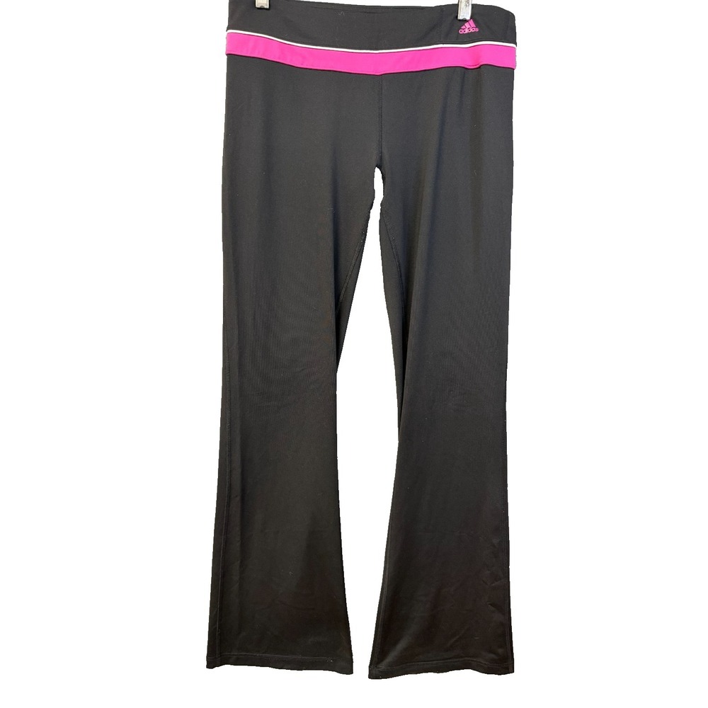 adidas Climalite Flare Leg Yoga Pants Black and Pink Women's size M
